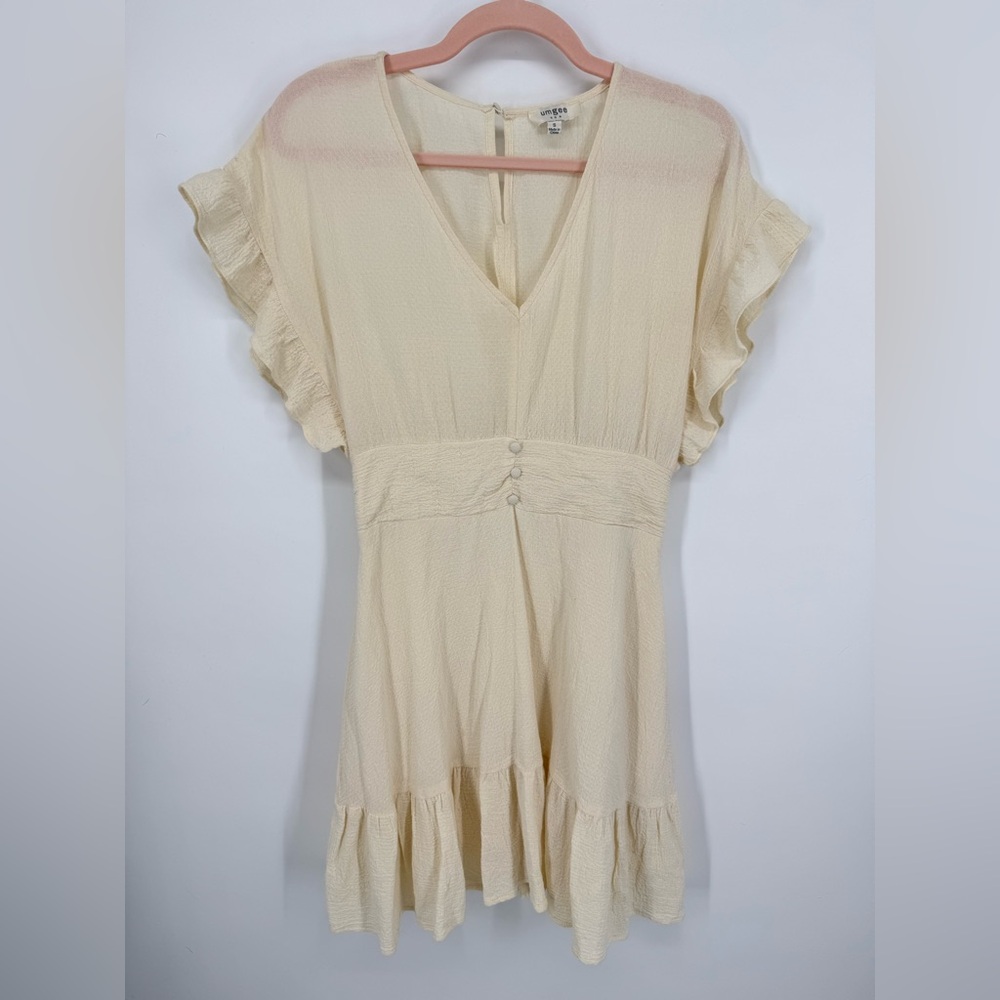 Umgee Women Cream Ruffle Mini Dress Small Rodeo Western Cowgirl Festival